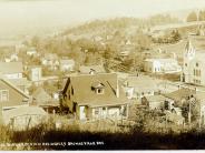 Black and white aerial neighborhood view