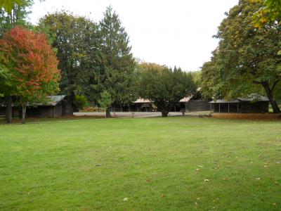 Pioneer Park Grassy Field and Buildings